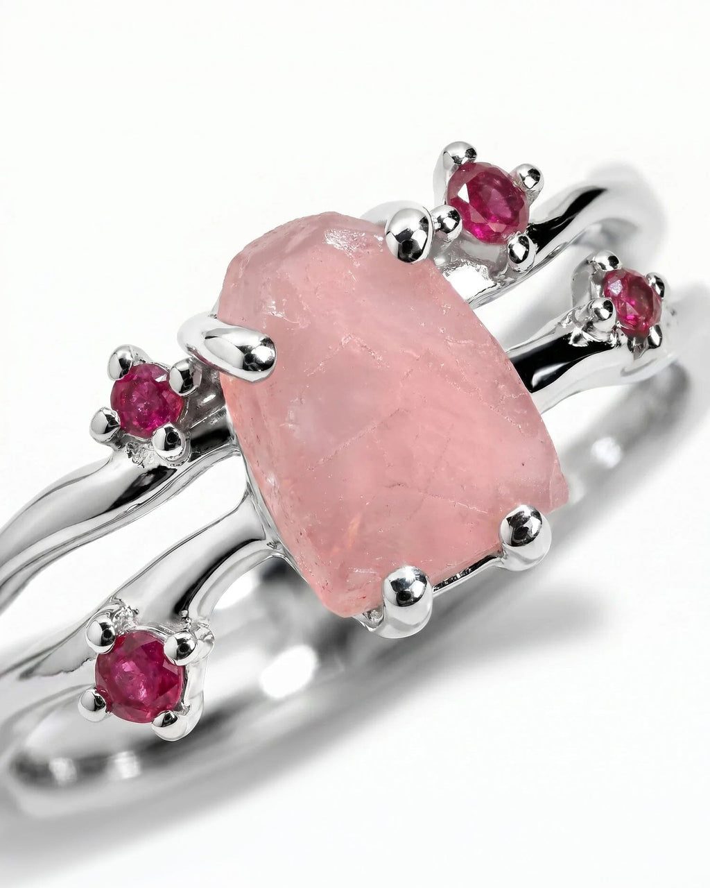 Rose Quartz Ruby Ring - Flow