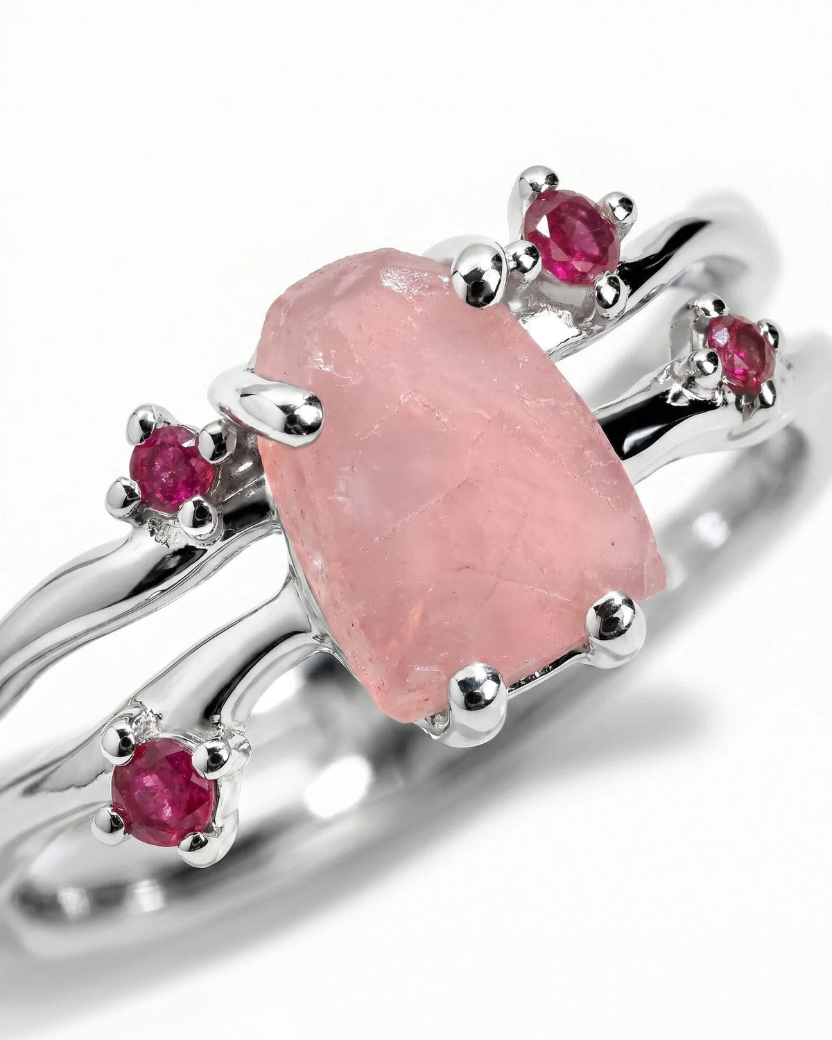 Rose Quartz Ruby Ring - Flow