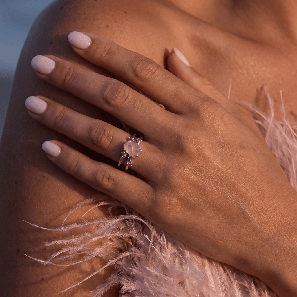 Rose Quartz Ruby Ring - Flow