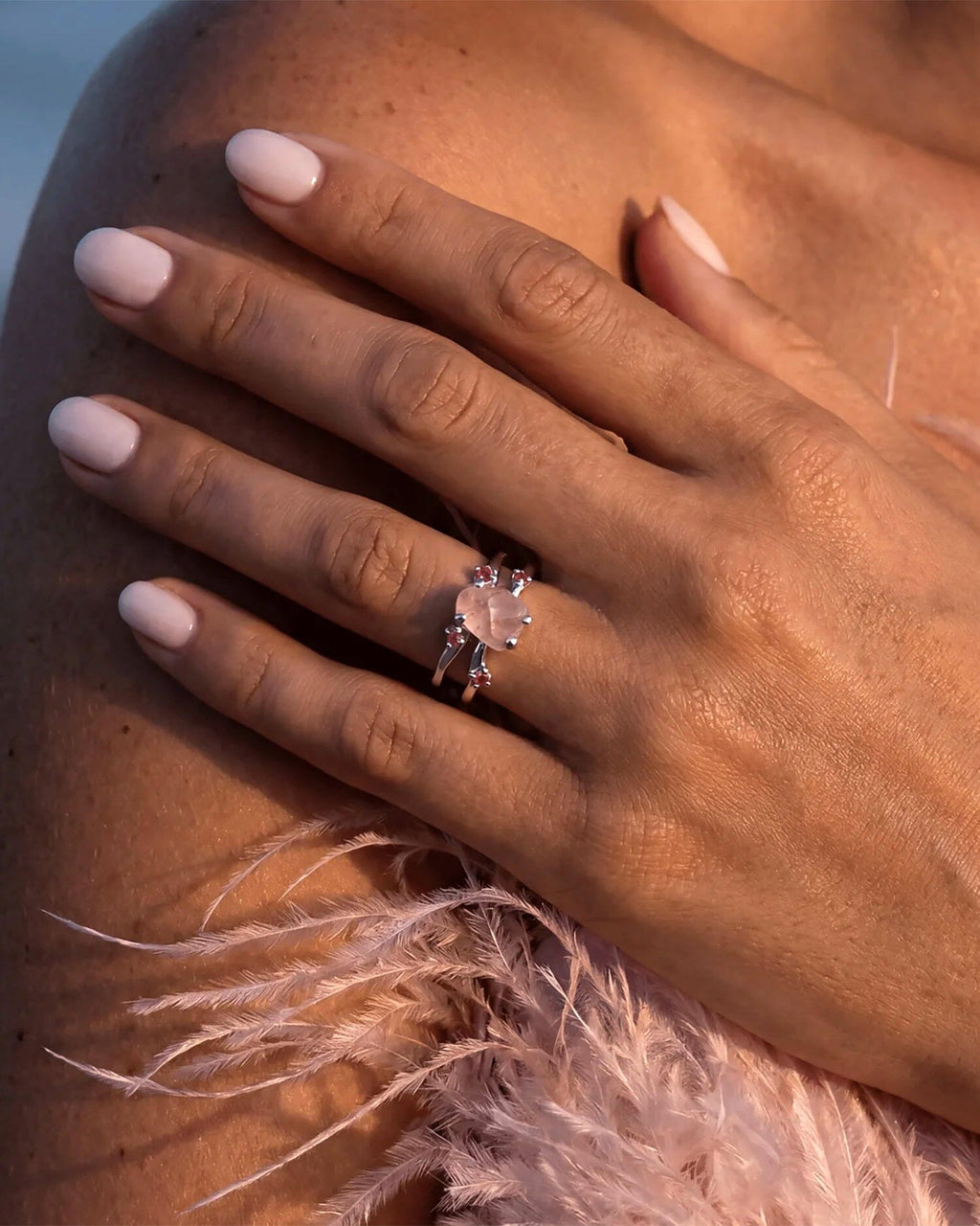 Rose Quartz Ruby Ring - Flow