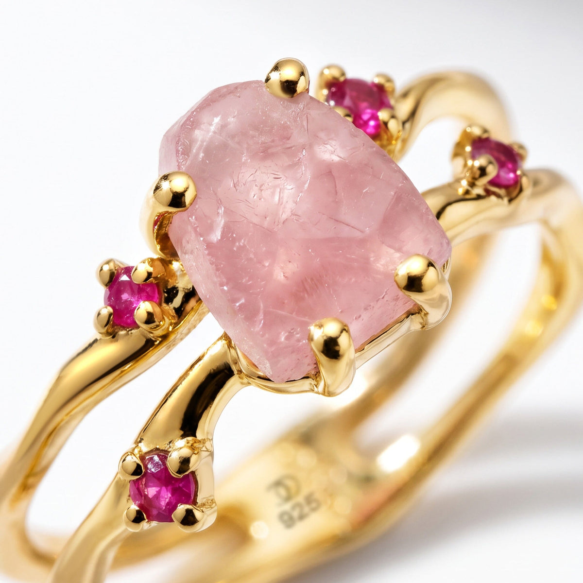 Rose Quartz Ruby Ring - Flow