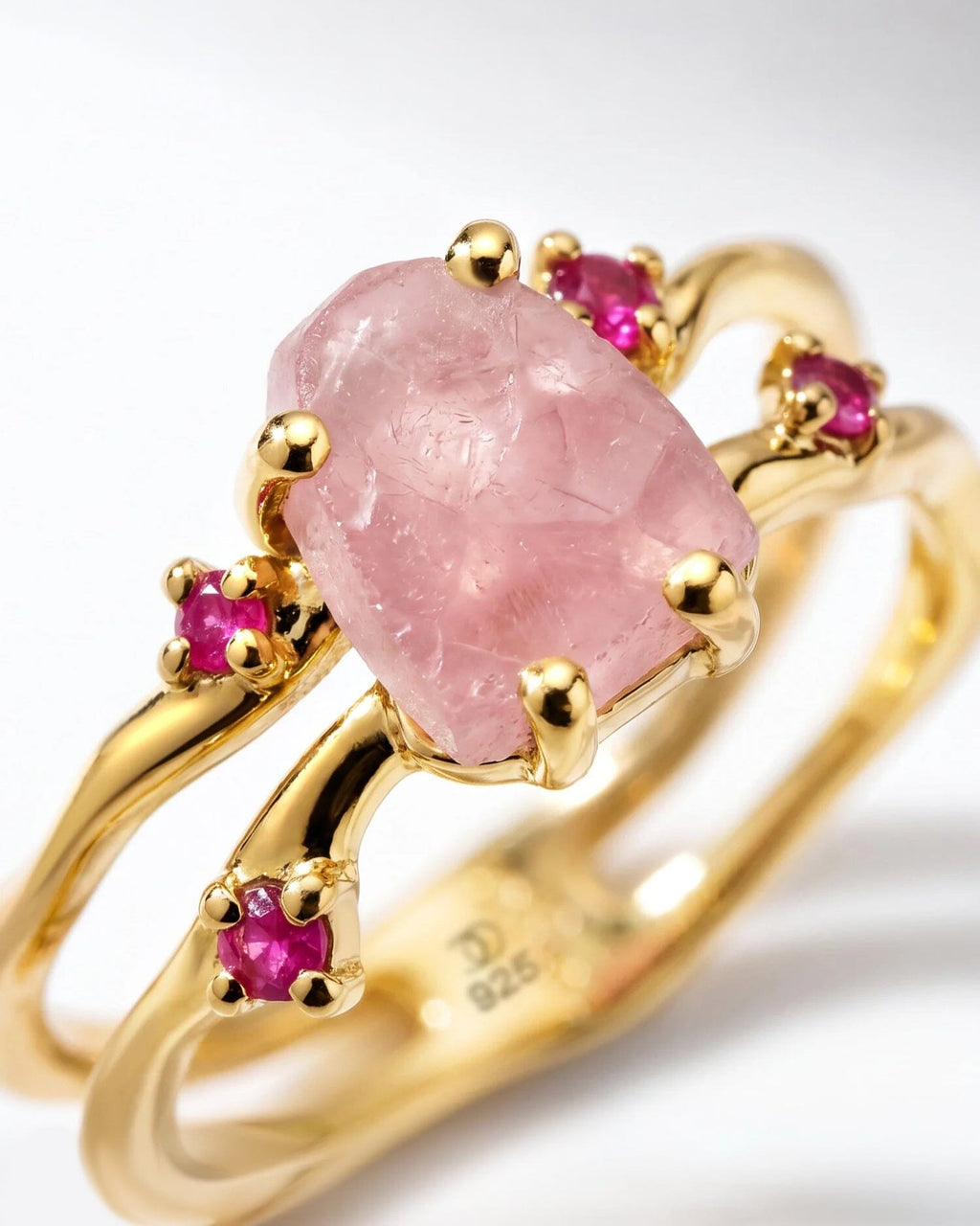 Rose Quartz Ruby Ring - Flow