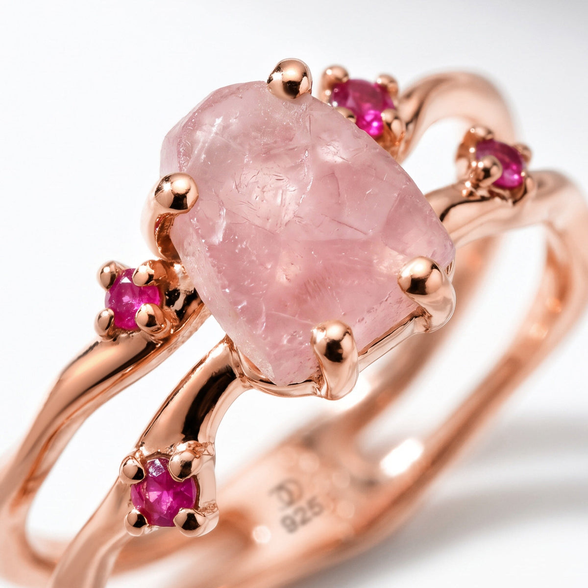 Rose Quartz Ruby Ring - Flow