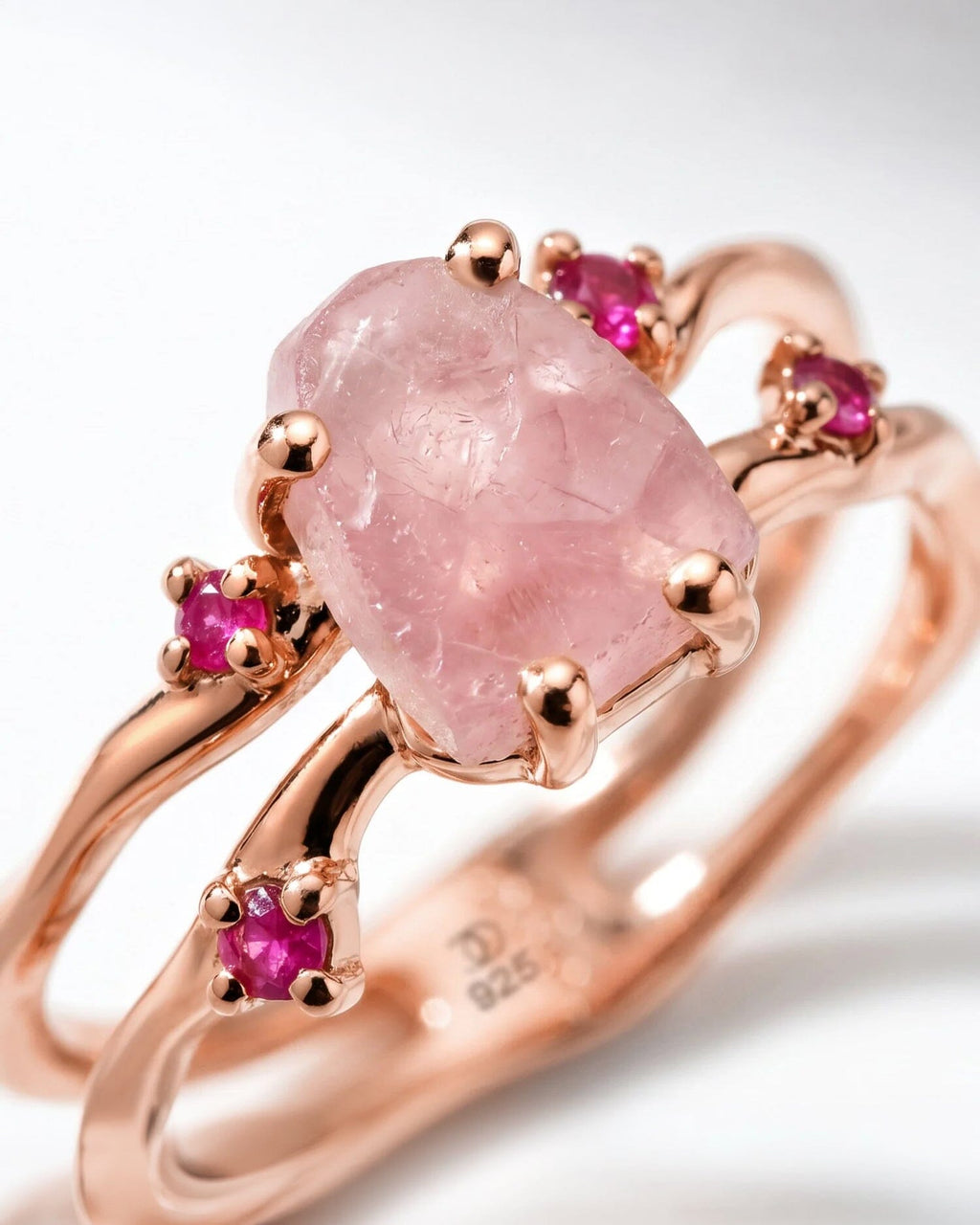 Rose Quartz Ruby Ring - Flow