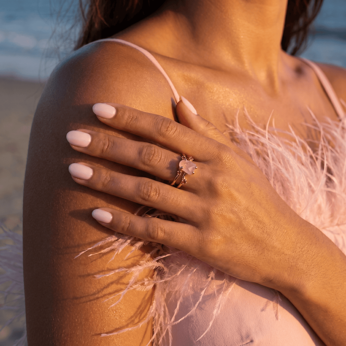 Rose Quartz Ruby Ring - Flow