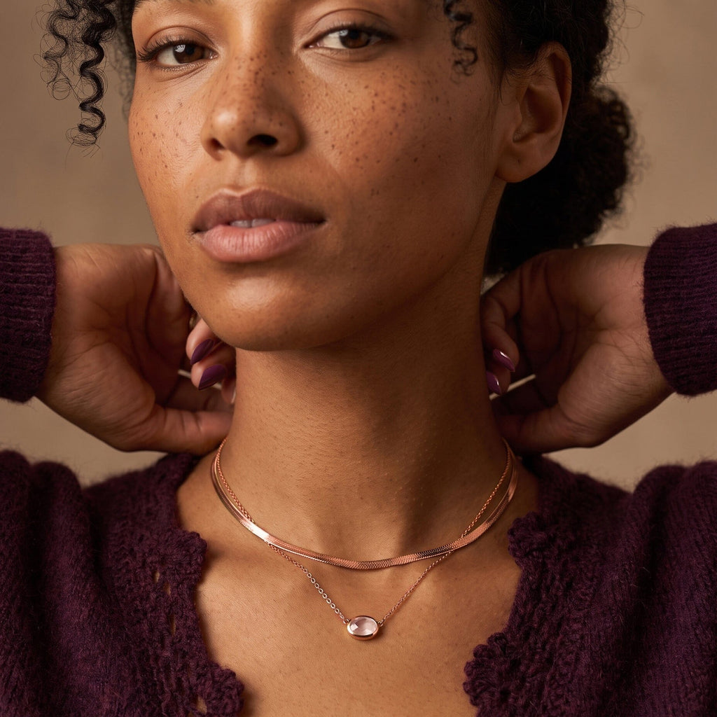 Rose Quartz Necklace - Skin-Touch