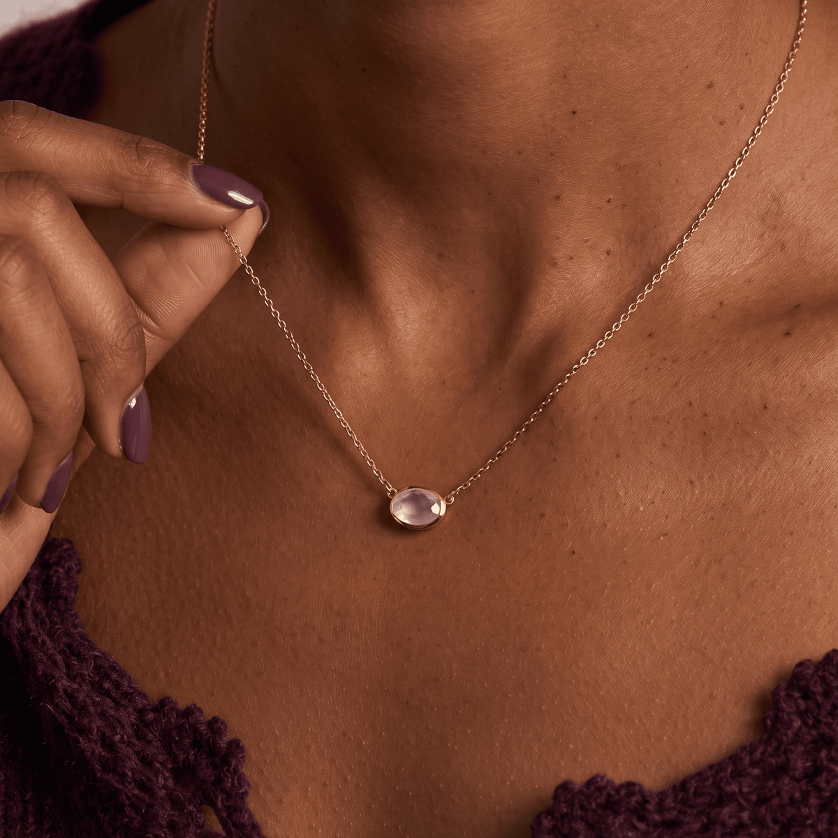Rose Quartz Necklace - Skin-Touch