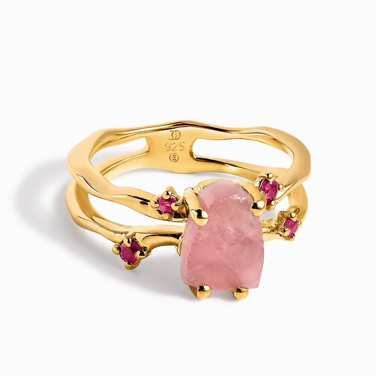 Rose Quartz Ruby Ring - Flow