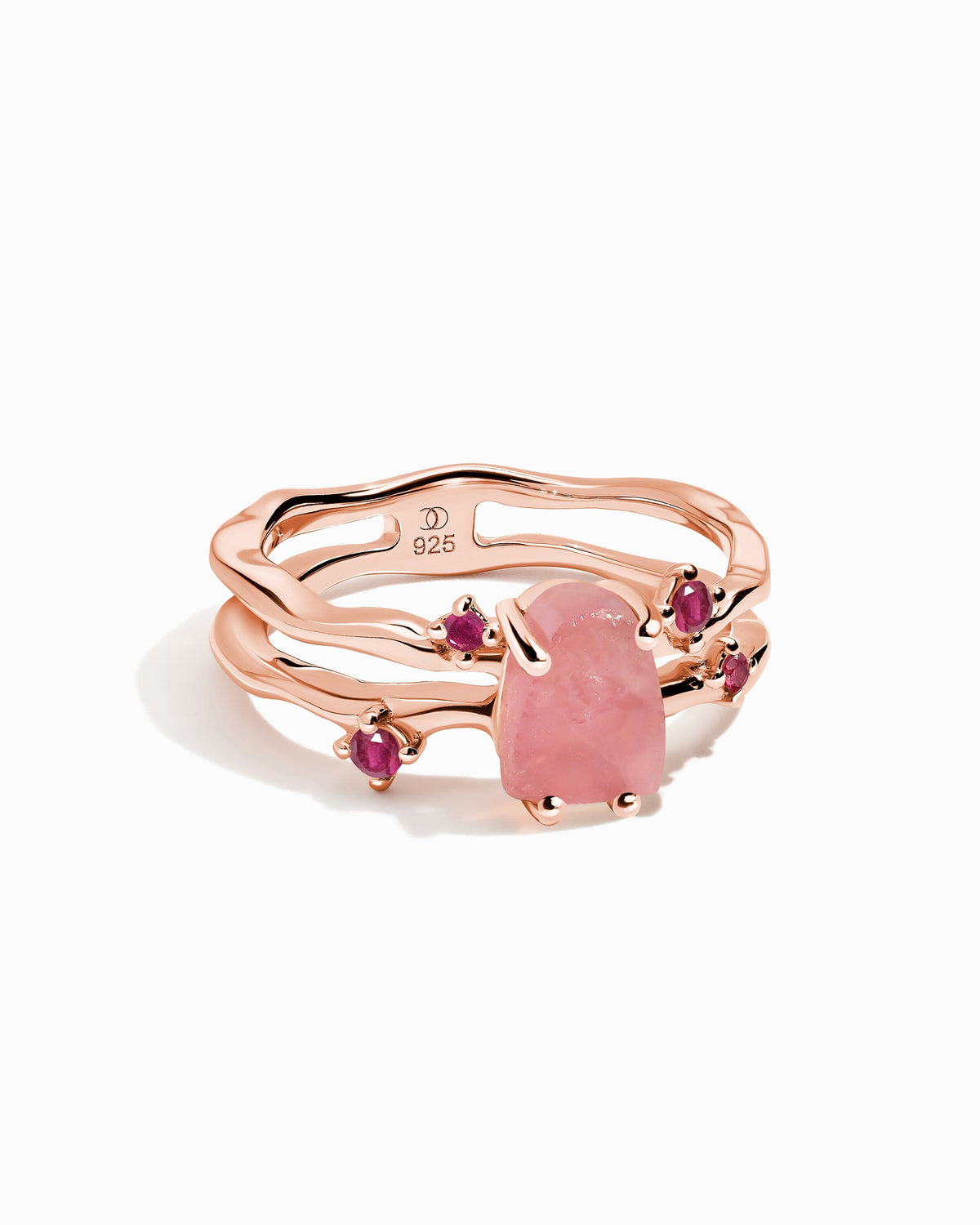 Rose Quartz Ruby Ring - Flow