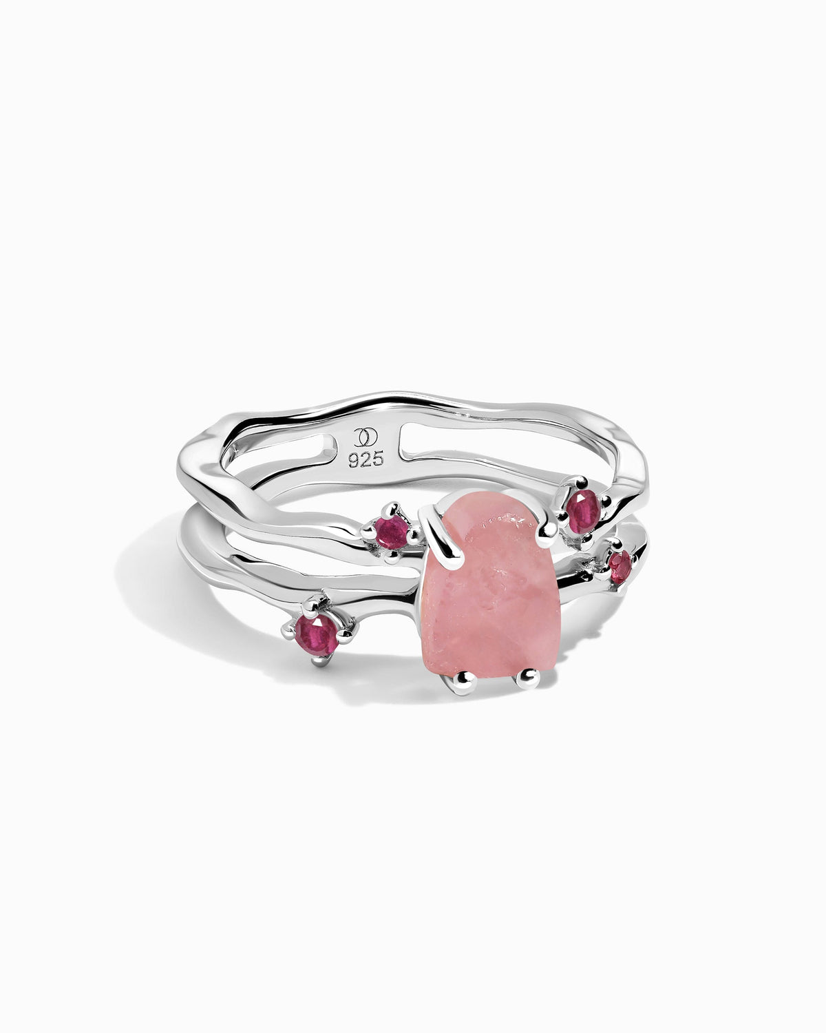 Rose Quartz Ruby Ring - Flow