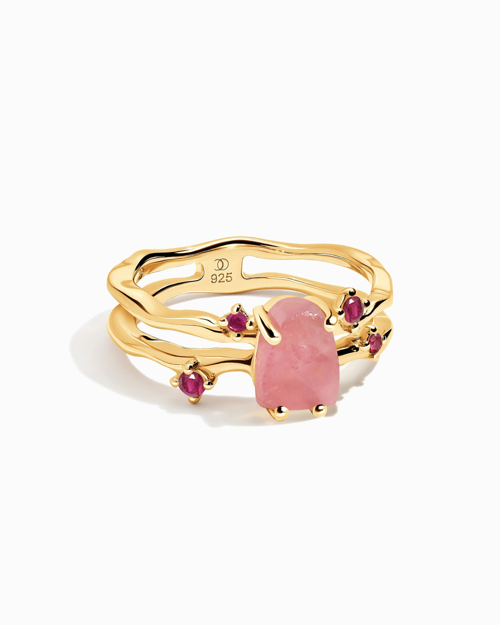 Rose Quartz Ruby Ring - Flow