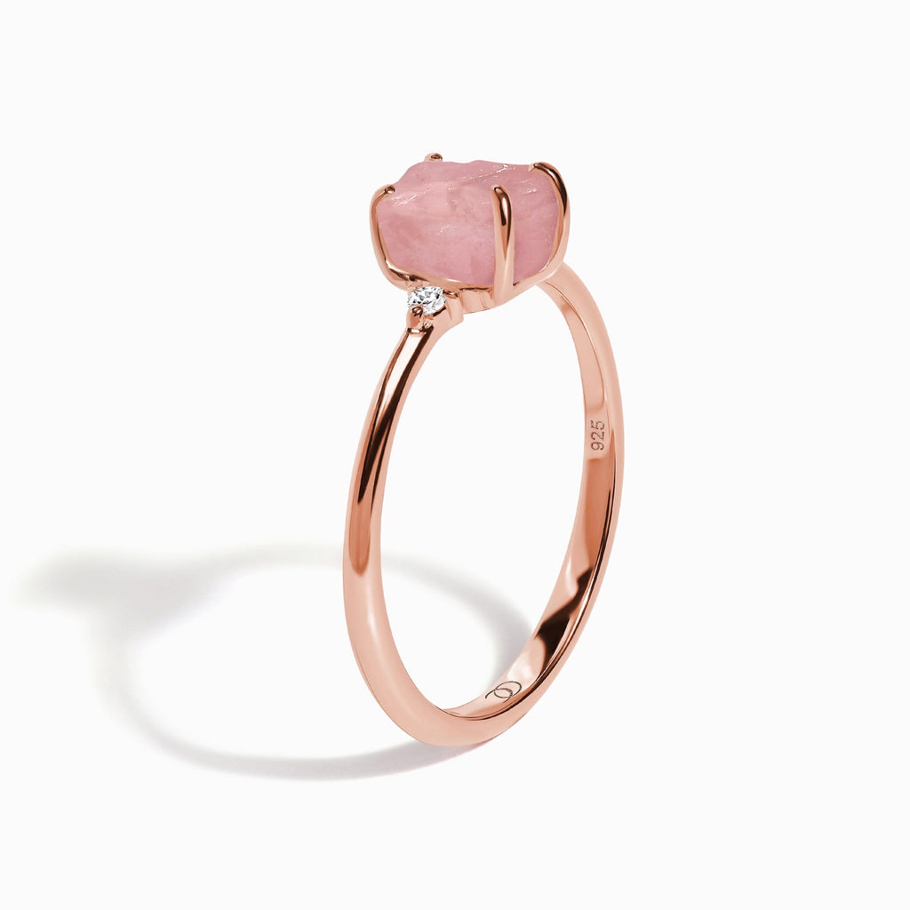 Fine Rose Quartz Lab Diamond Ring - Petite Allure