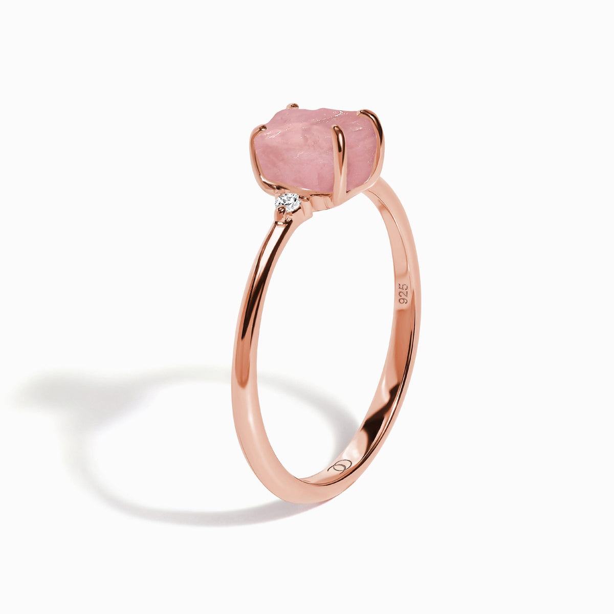 Fine Rose Quartz Lab Diamond Ring - Petite Allure