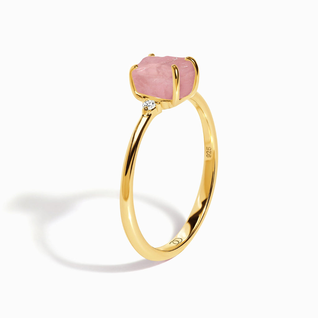 Fine Rose Quartz Lab Diamond Ring - Petite Allure