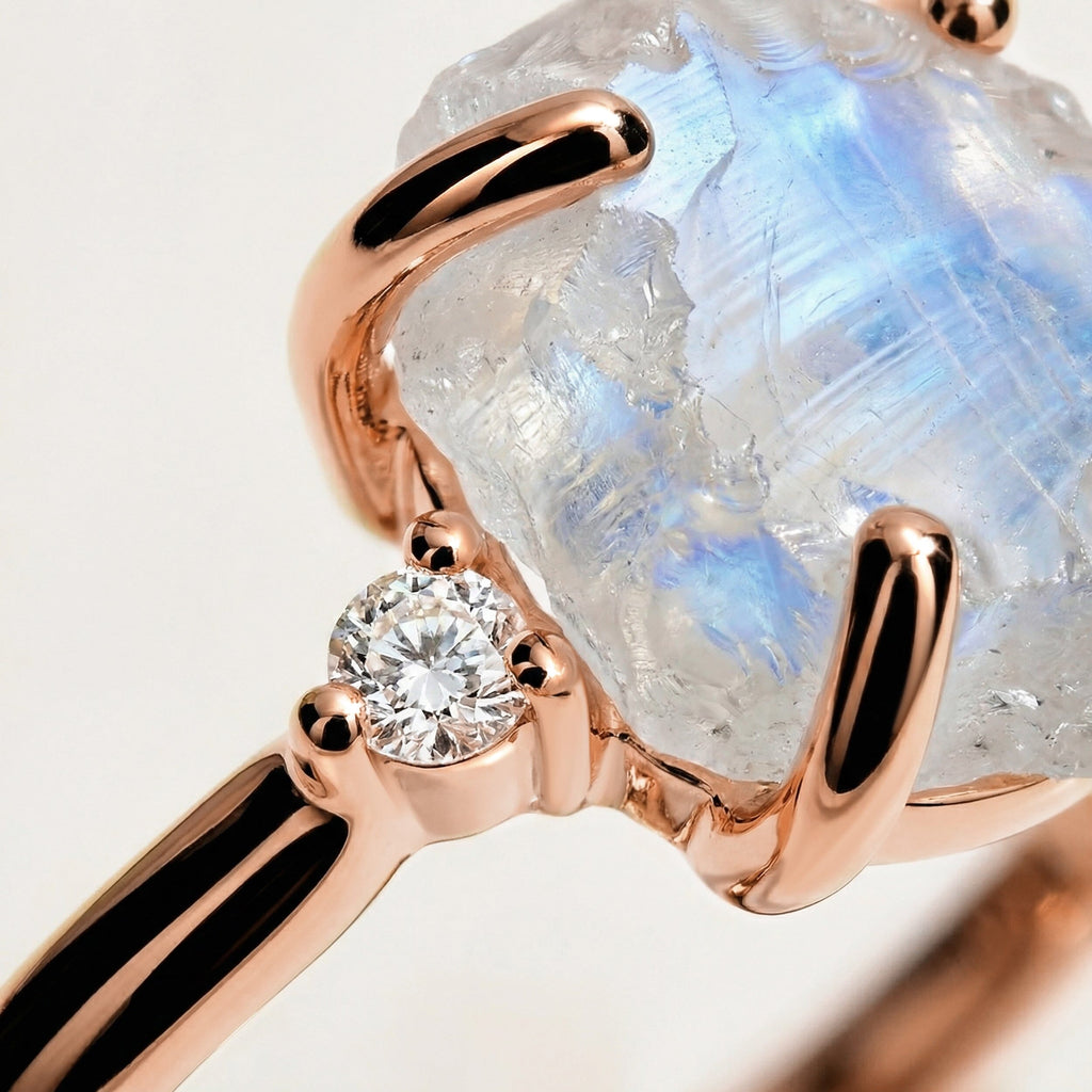 Moonstone Diamond Ring - Raw Allure