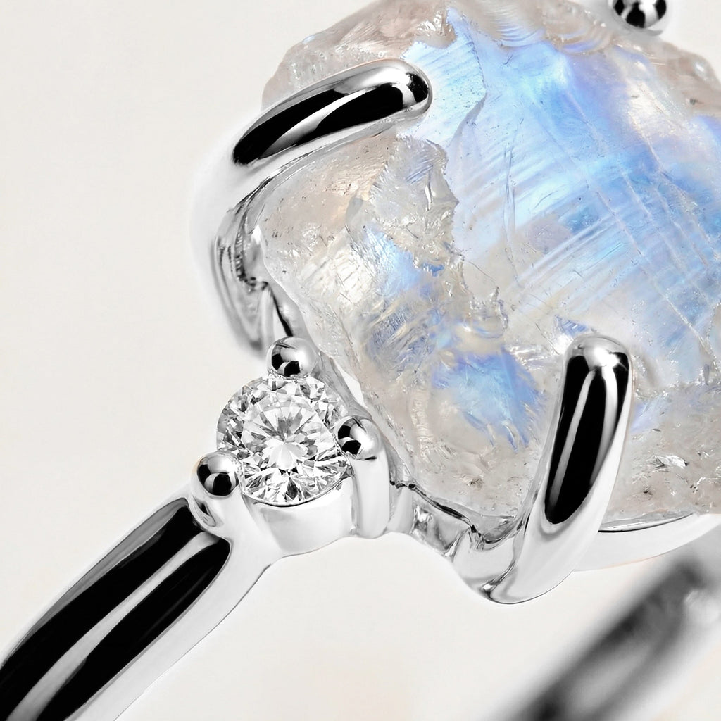 Moonstone Diamond Ring - Raw Allure