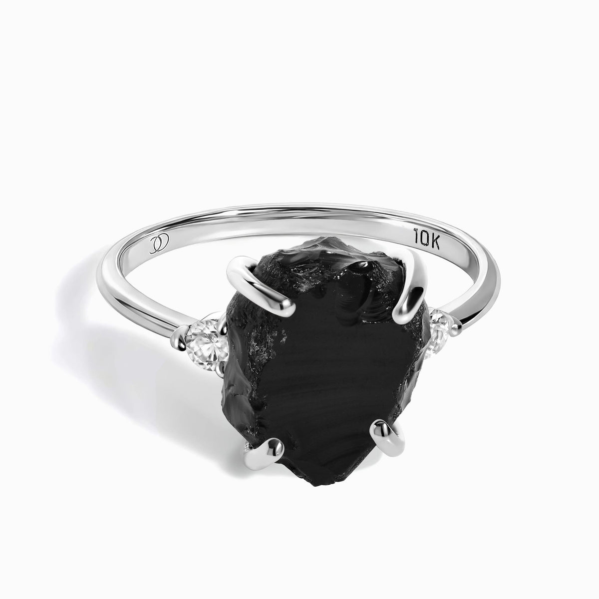 Black Obsidian Lab Diamond Ring - Raw Allure