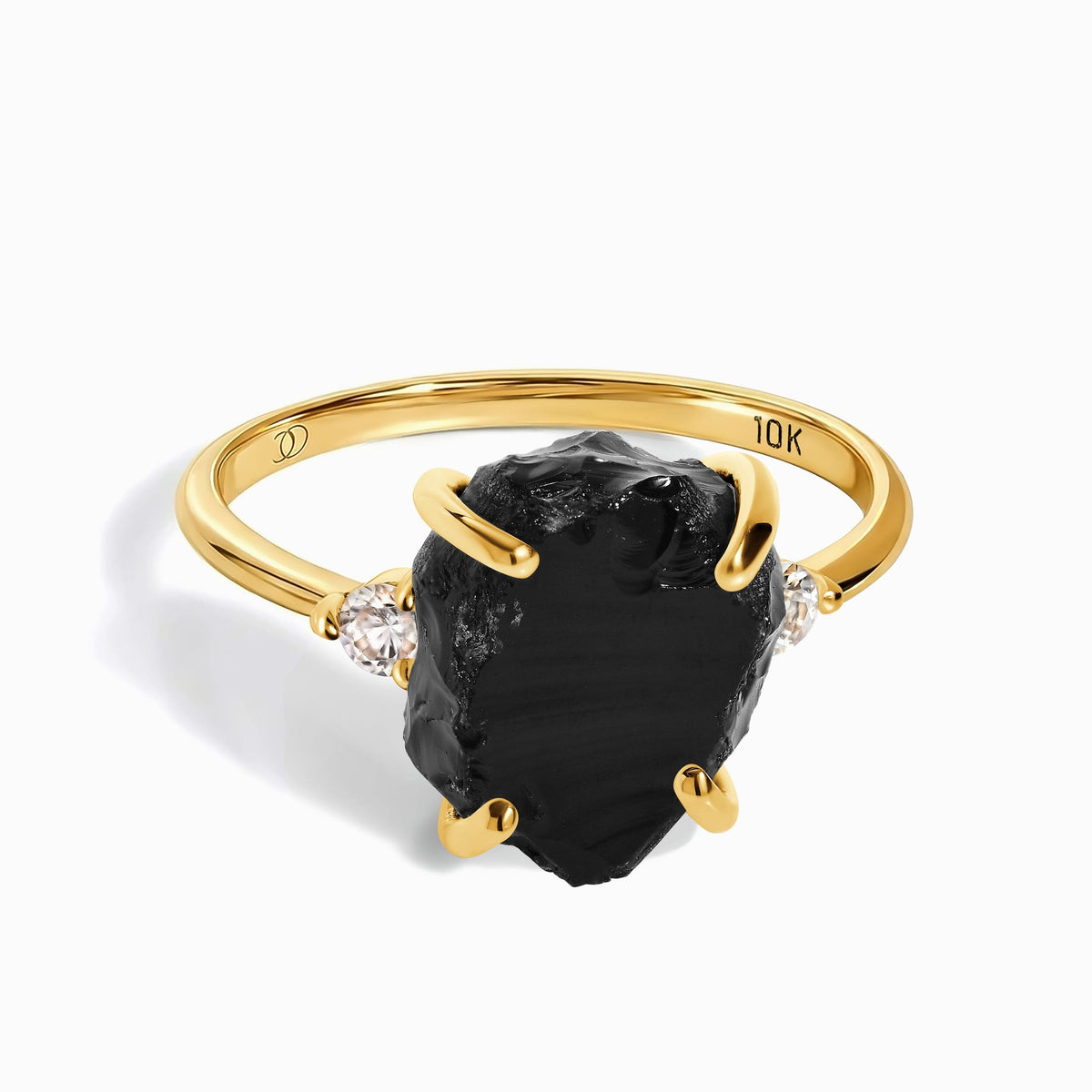 Black Obsidian Lab Diamond Ring - Raw Allure