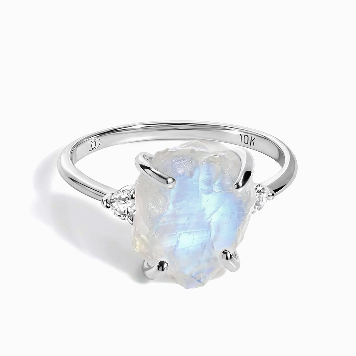 Moonstone Lab Diamond Ring - Raw Allure