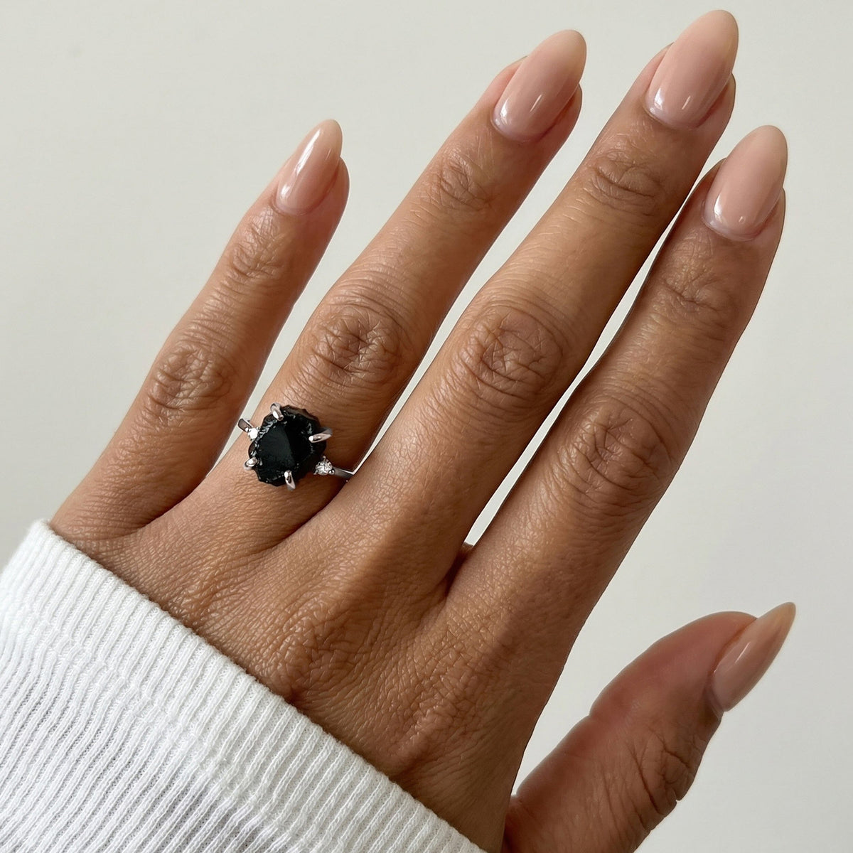 Black Obsidian Diamond Ring - Raw Allure