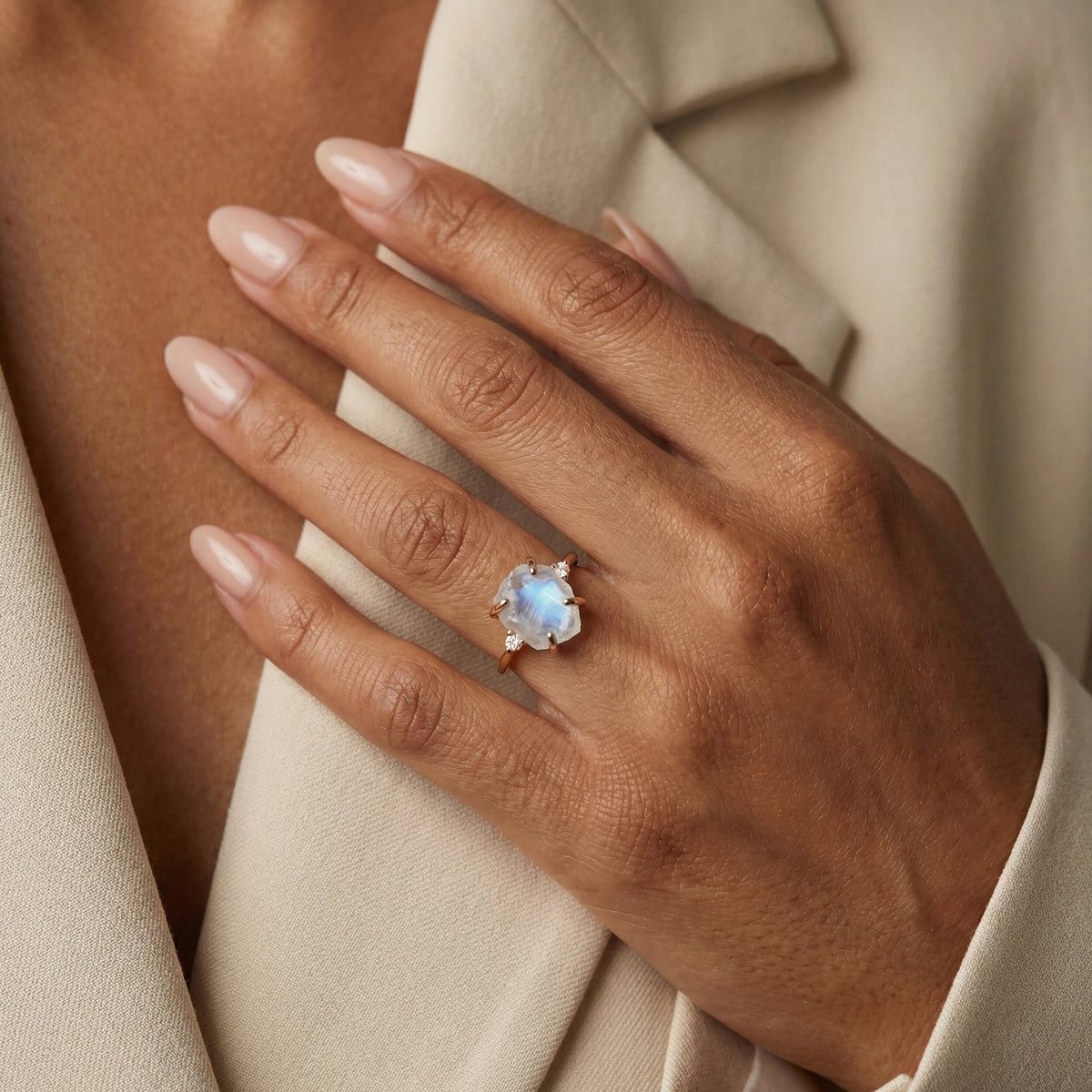 Moonstone Diamond Ring - Raw Allure