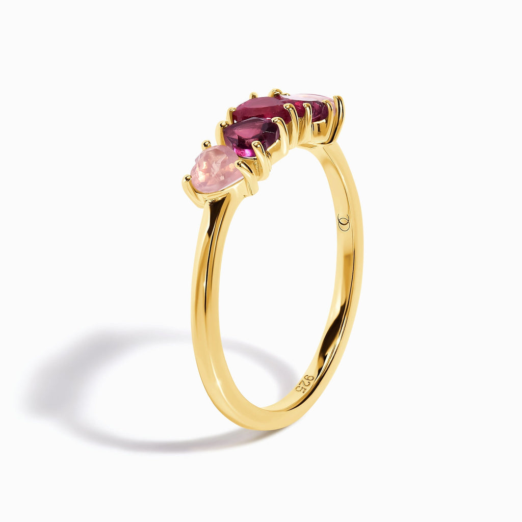 Rose Quartz Rhodolotite Garnet Crush & Starry Rings