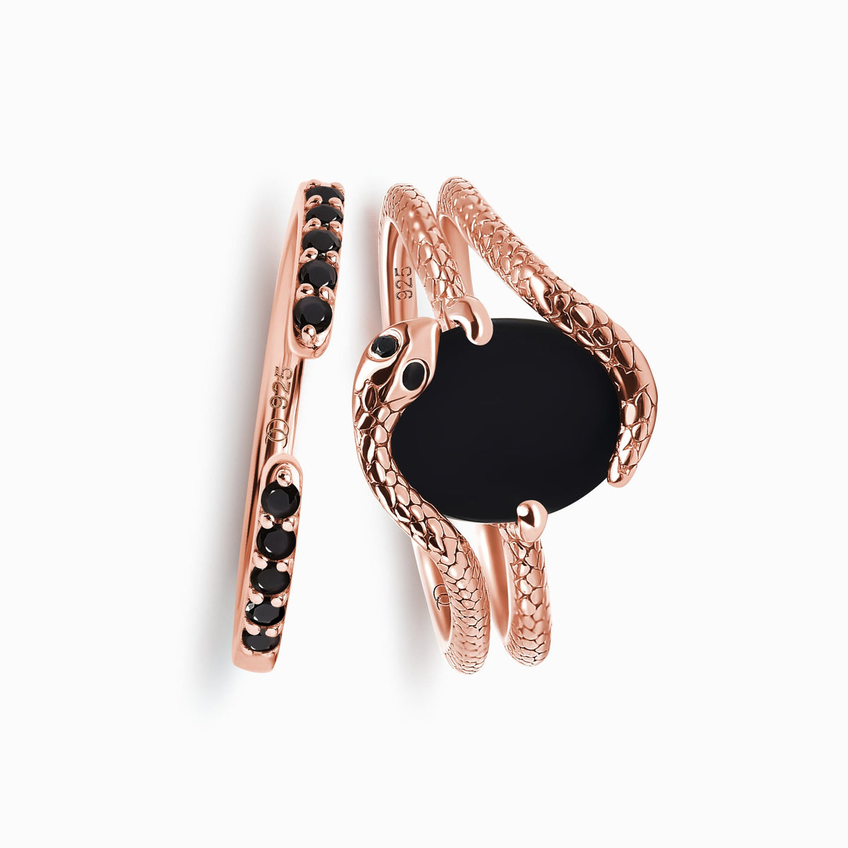 Black Onyx Serpent & Twinkling Rings
