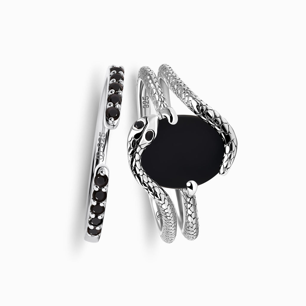 Black Onyx Serpent & Twinkling Rings