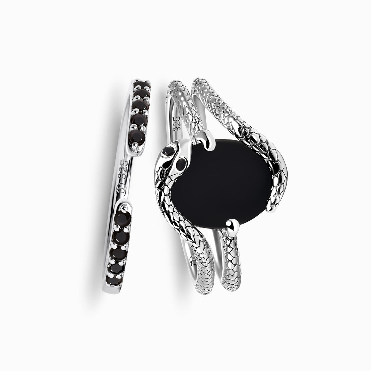 Black Onyx Serpent & Twinkling Rings