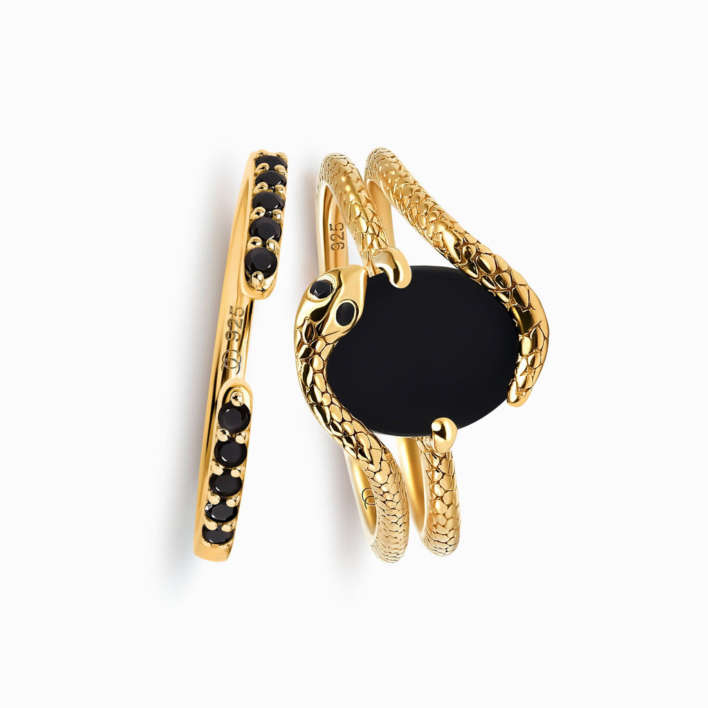 Black Onyx Serpent & Twinkling Rings