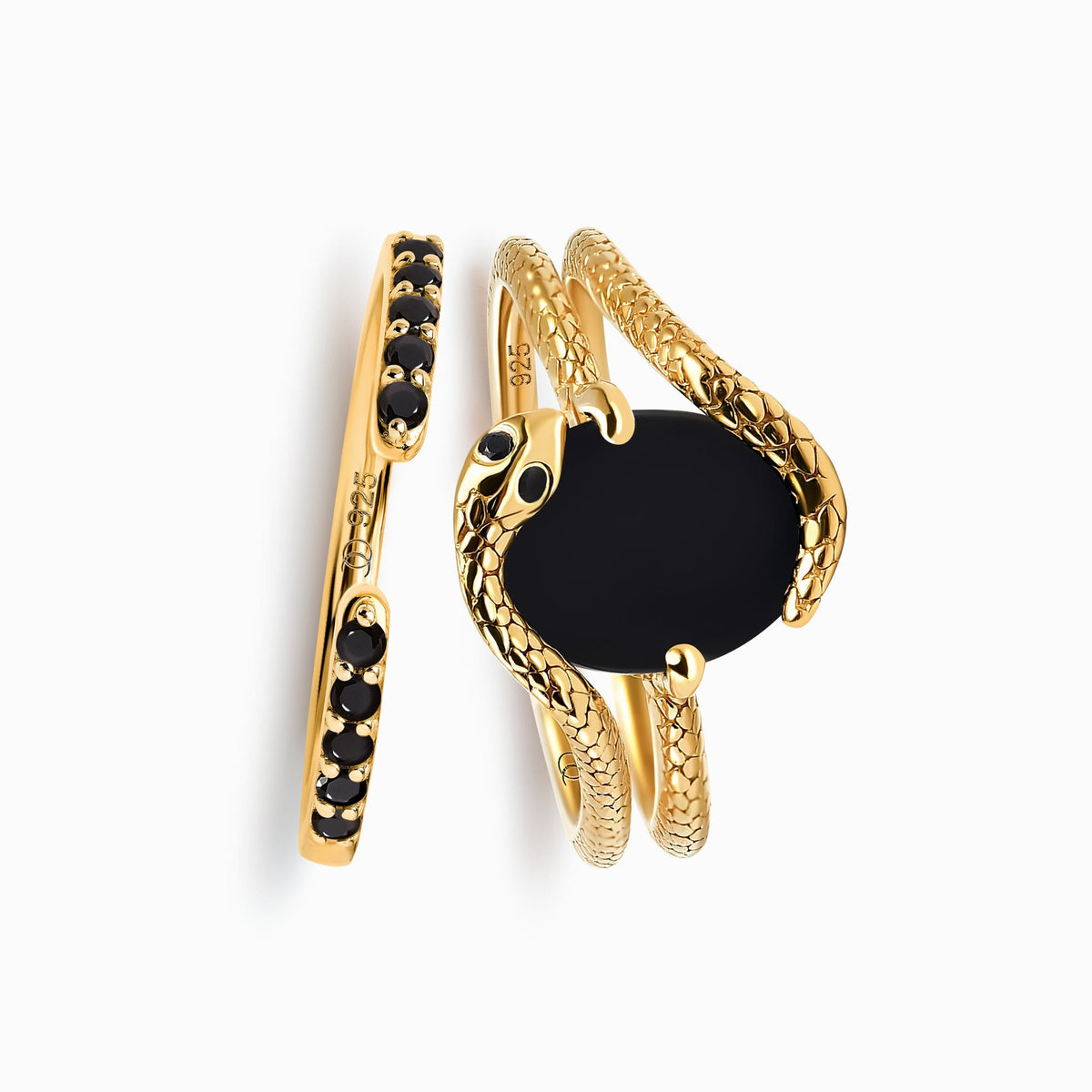 Black Onyx Serpent & Twinkling Rings
