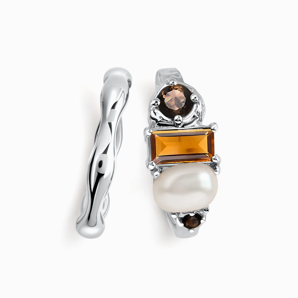 Citrine Pearl Treasure & Magma Ring