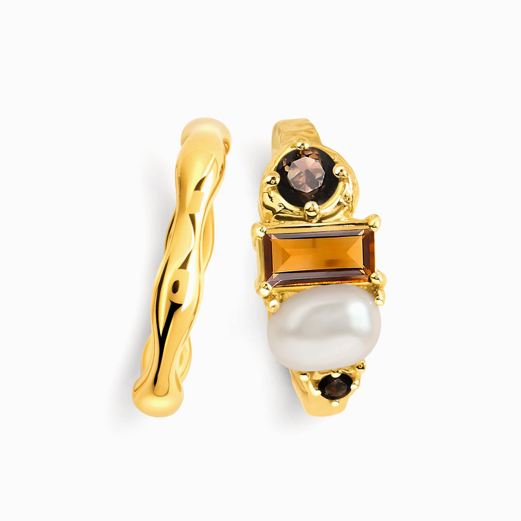 Citrine Pearl Treasure & Magma Ring