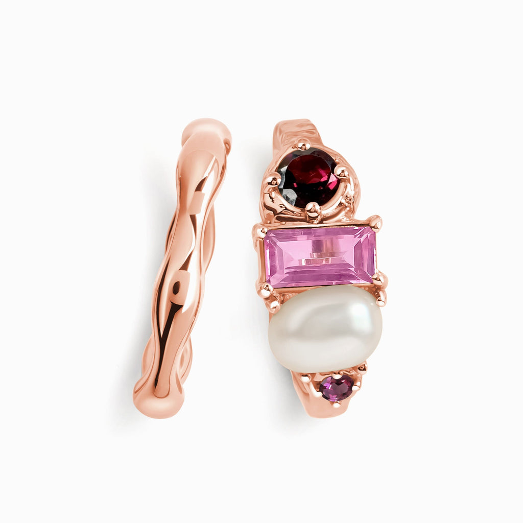 Garnet Pearl Treasure & Magma Rings