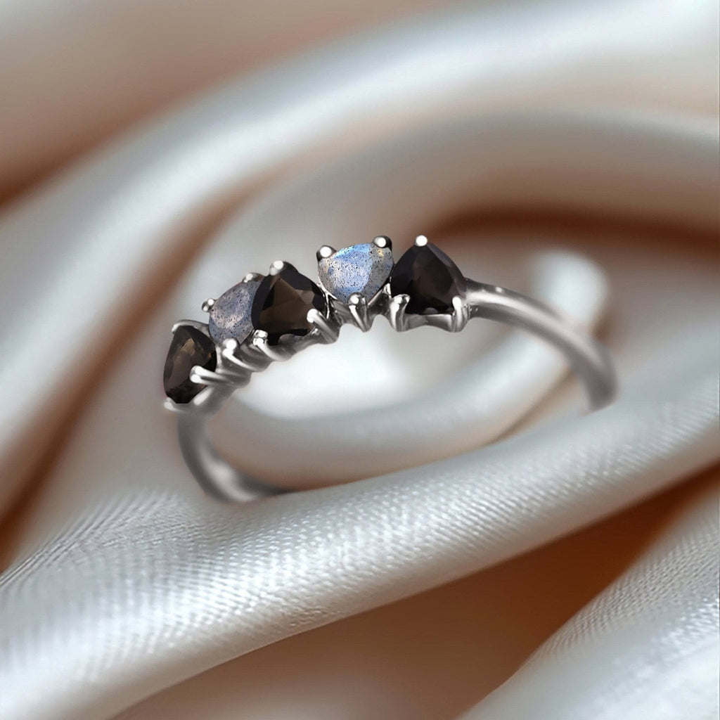 Black Obsidian Labradorite Ring - Crush