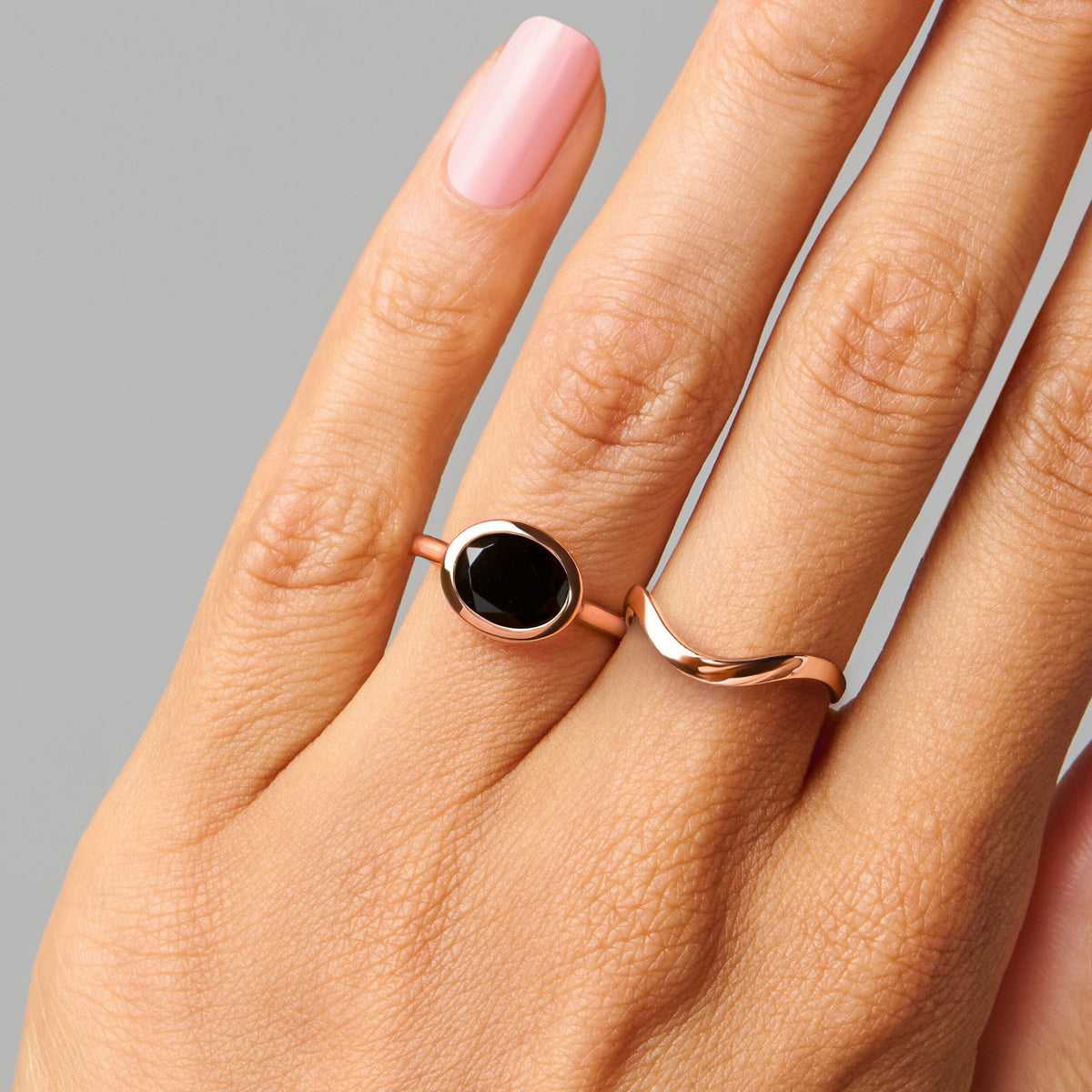 Black Obsidian Skin-Touch & Waves Rings