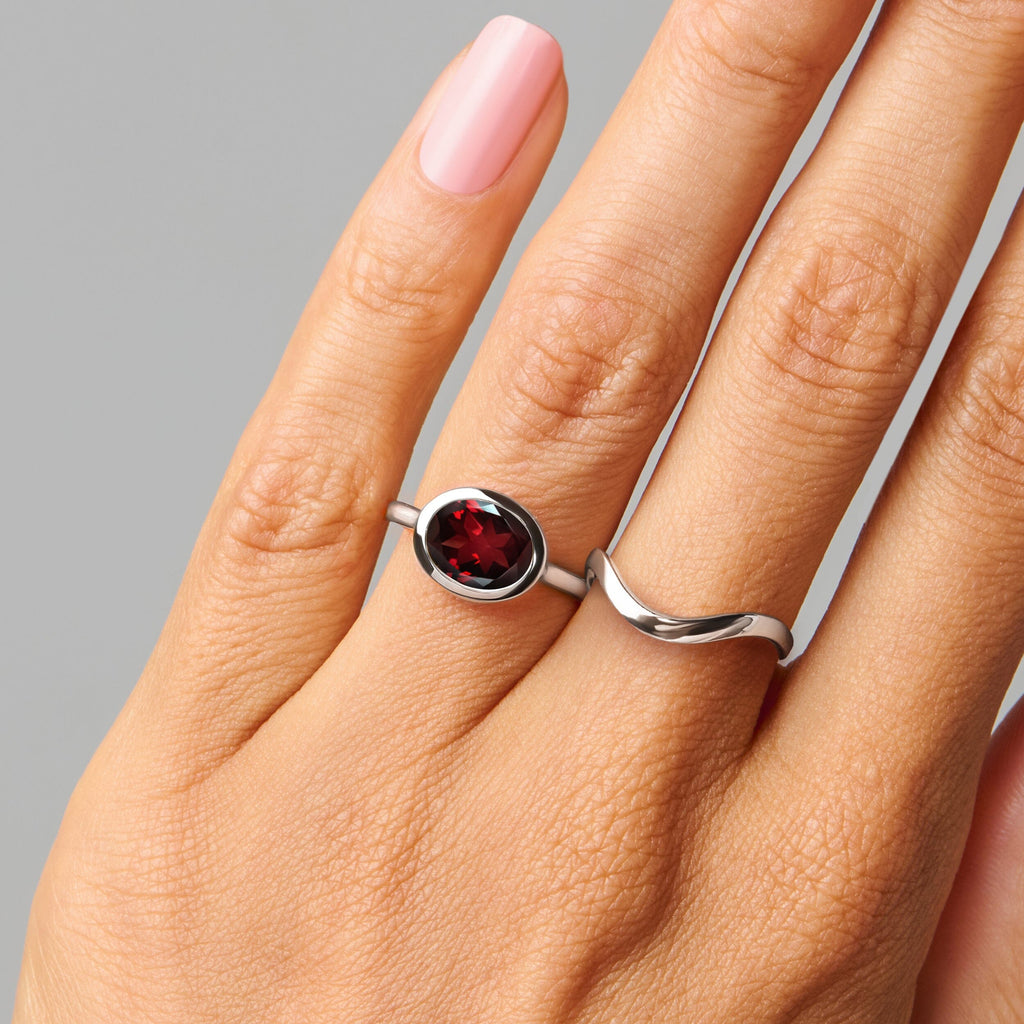 Garnet Skin-Touch & Waves Rings
