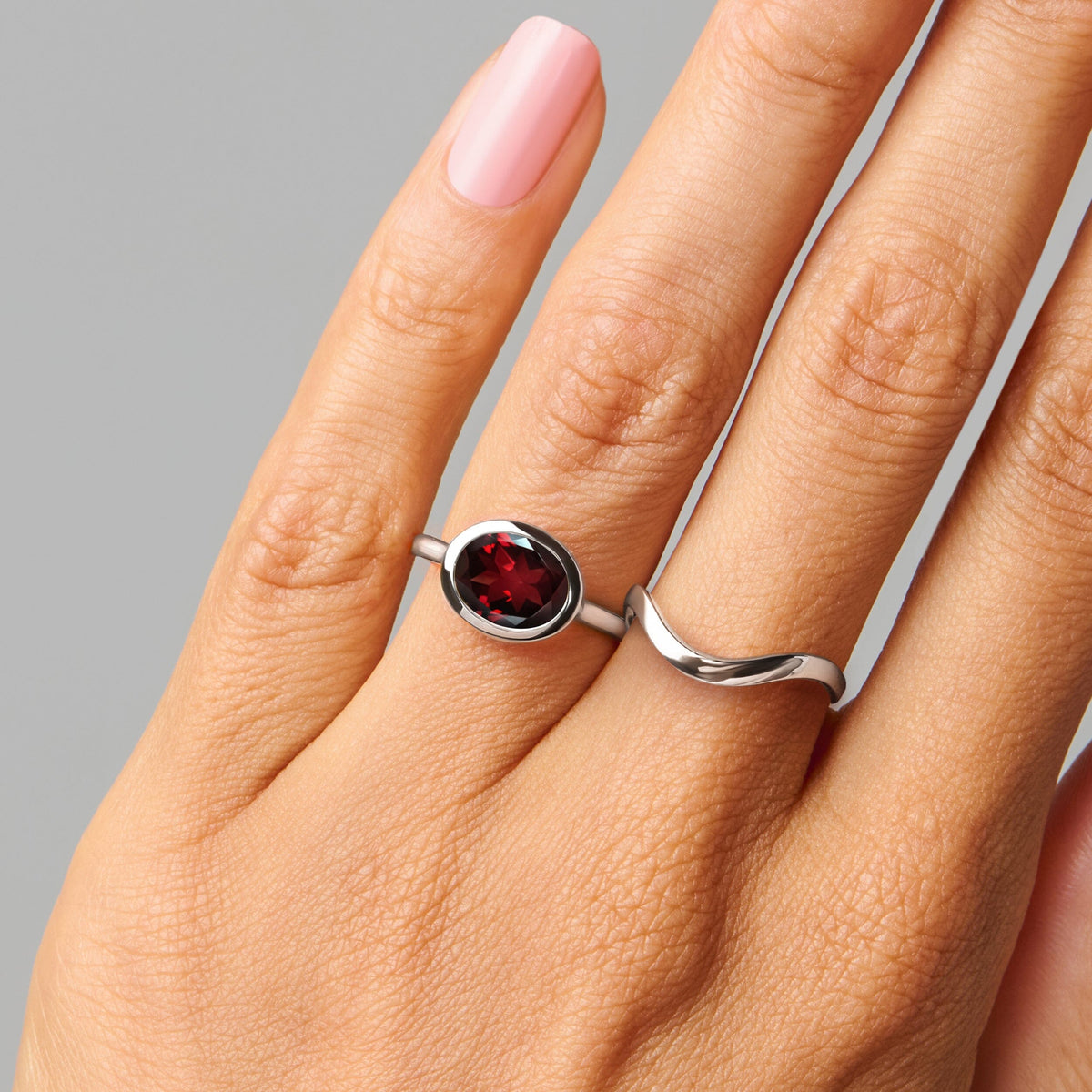 Garnet Skin-Touch & Waves Rings