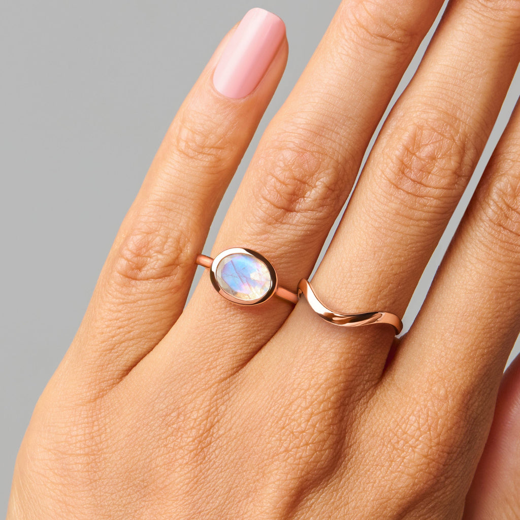 Moonstone Skin-Touch & Waves Rings