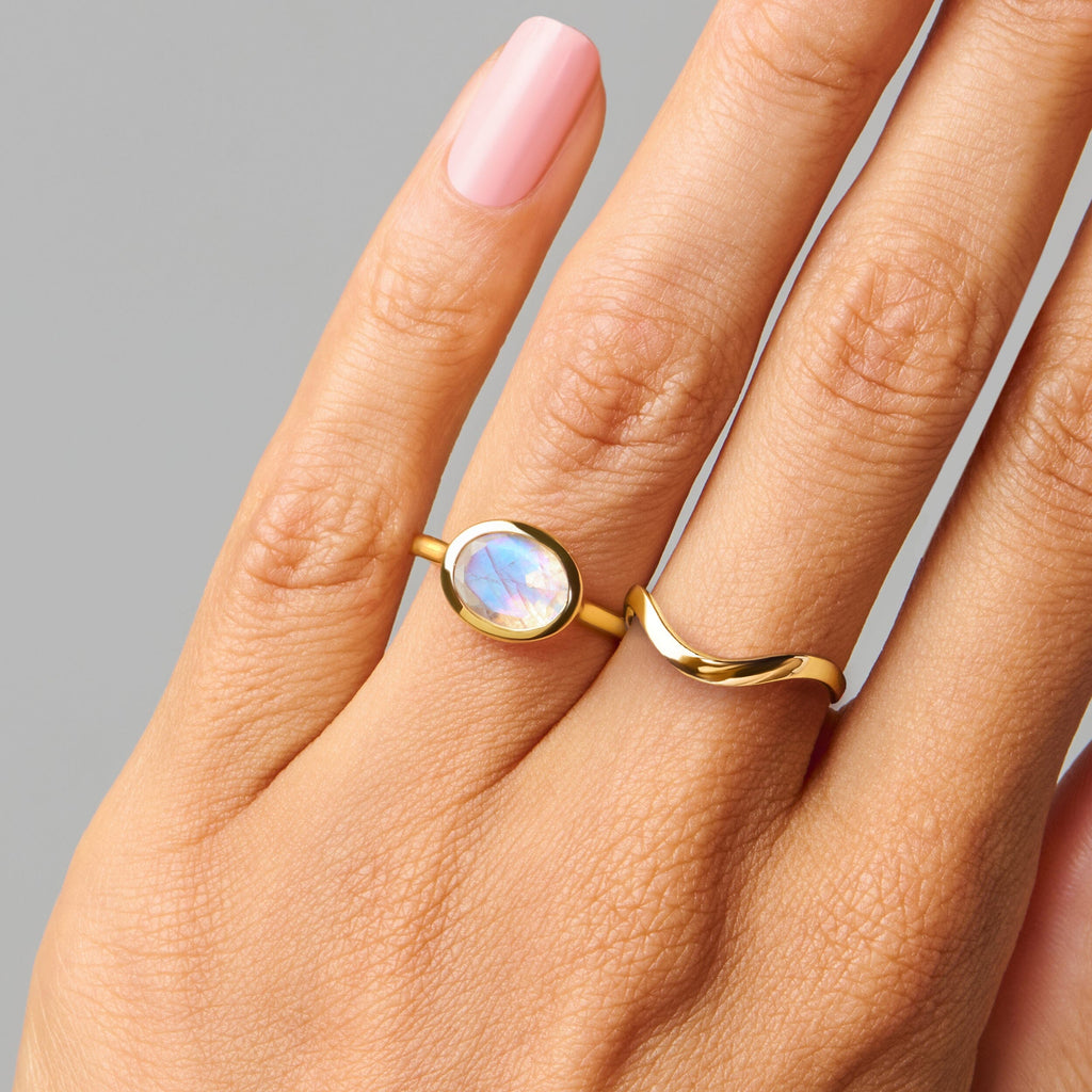 Moonstone Skin-Touch & Waves Rings