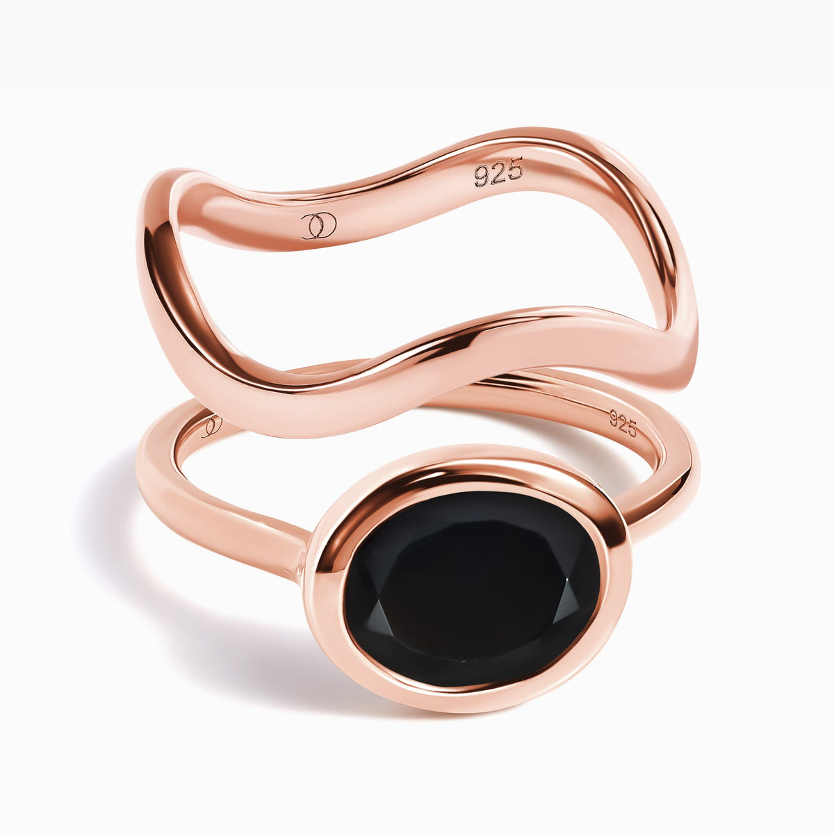 Black Obsidian Skin-Touch & Waves Rings