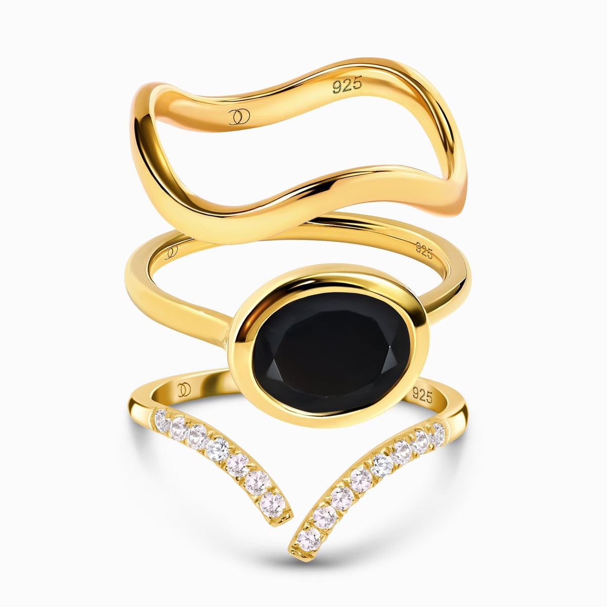 Black Obsidian Skin-Touch & Infinite & Waves Rings