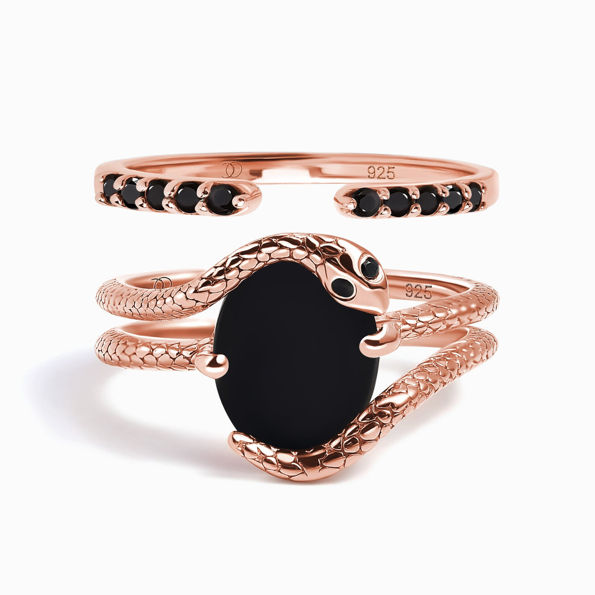 Black Onyx Serpent & Twinkling Rings