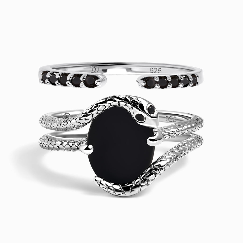 Black Onyx Serpent & Twinkling Rings