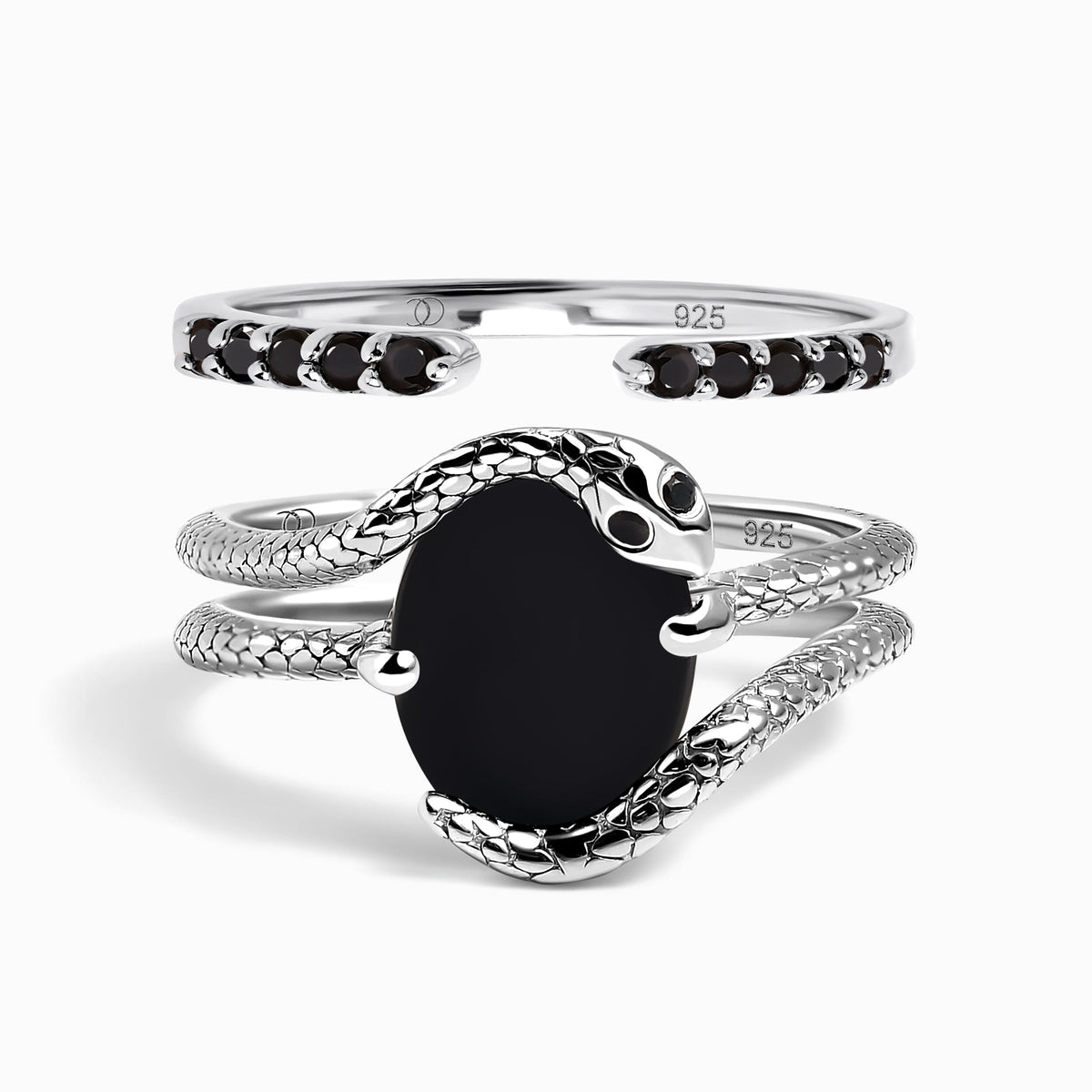 Black Onyx Serpent & Twinkling Rings