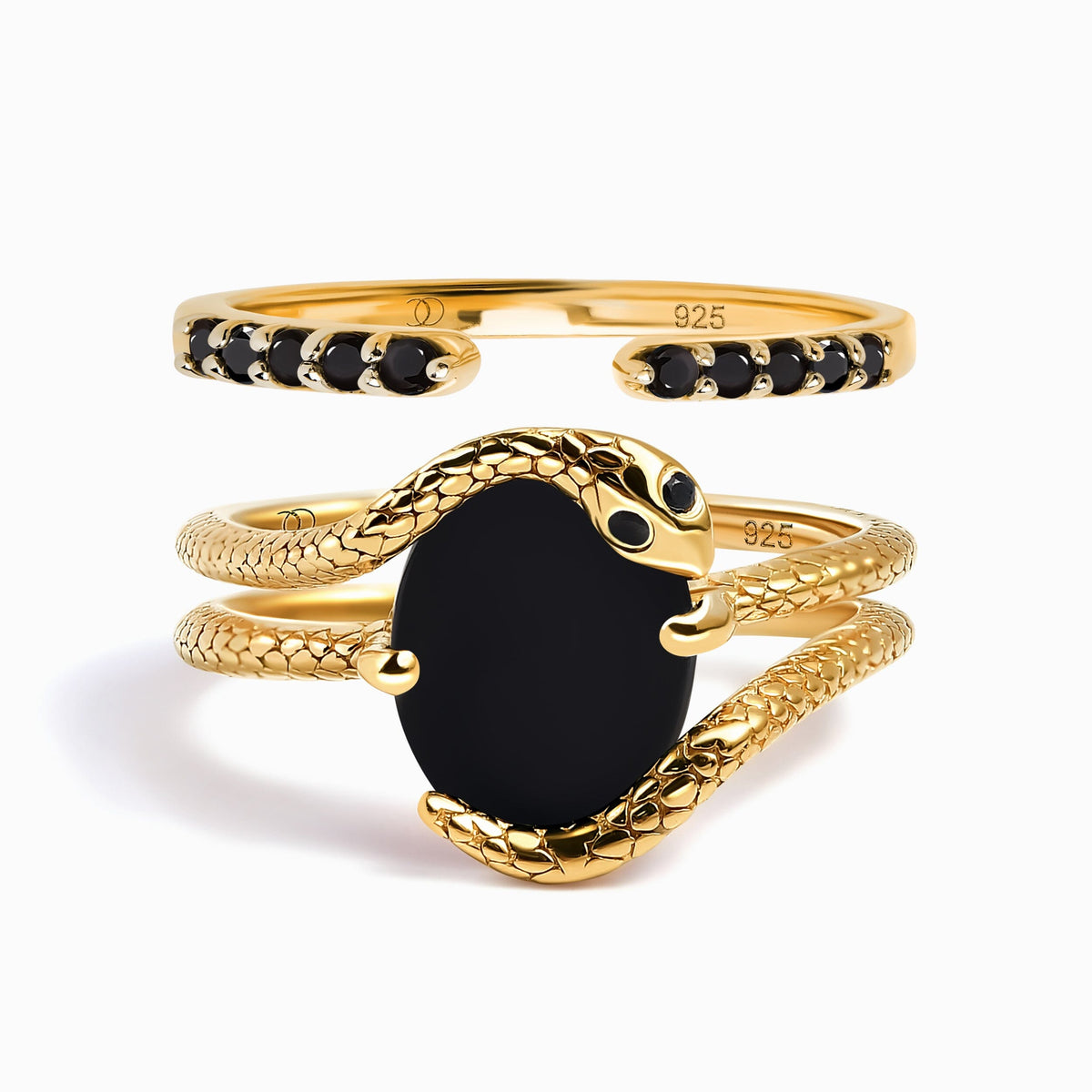 Black Onyx Serpent & Twinkling Rings