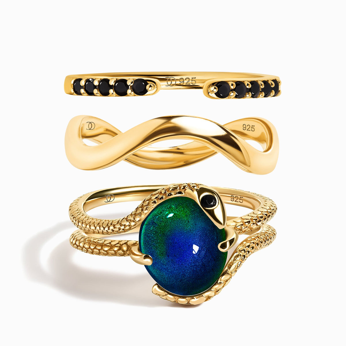 Mood Serpent & Twinkling & Waves Rings