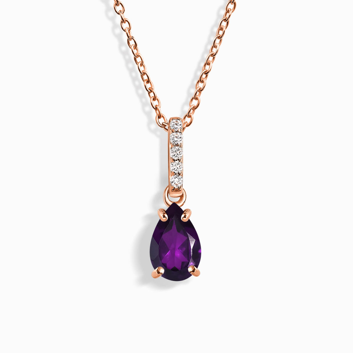 Fine Amethyst Lab Diamond Necklace Sway - February Birthstone