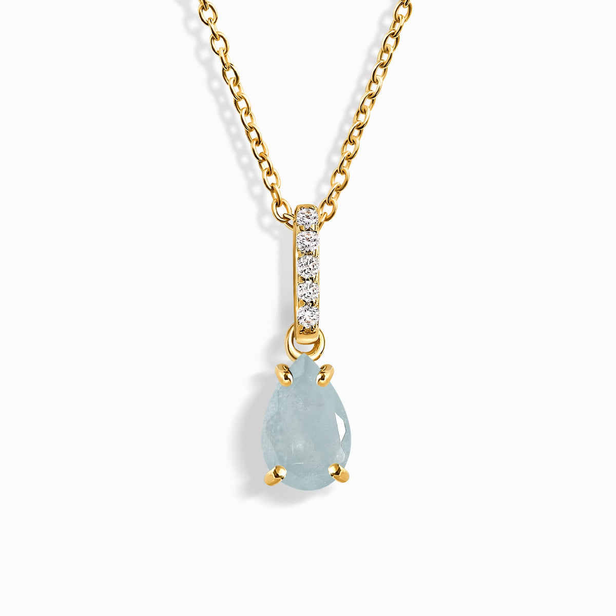 Fine Aquamarine Lab Diamond Necklace Sway - March Birthstone