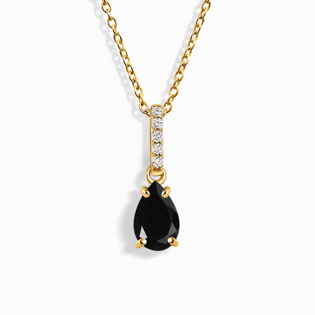Fine Black Onyx Lab Diamond Necklace Sway - December Birthstone